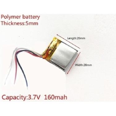 Imagem de Bateria  3.7v  160 Mah   5mm X 20mm X 20mm 502020 3 Fios - bgb