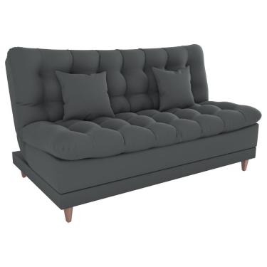 Imagem de Sofa Cama 2 Lugares 185 Cm Duda Veludo Light B250 Milani Store Cinza