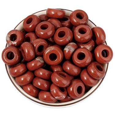 Imagem de Nupuyai — Contas largas de pedra grande para fabricação de joias, pacote com 30, contas europeias de rondelle polidas para berloques, Red Jasper, 6x12(mm), 30