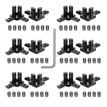 Imagem de akkacm 12Pcs Preto 2020 Conector de Suporte de Canto de 3 Vias com 48Pcs Parafuso M4 e 1Pcs Chave M2 para Perfil de Extrusão de Alumínio Série 2020