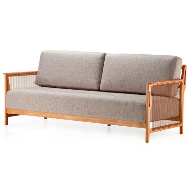Imagem de Sofá Los Ozki 160 Cm Madeira Eucalipto Cedro Tecido 430c Corda Redonda Canela
