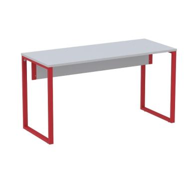 Imagem de Mesa Escritório P25 Tub Pandin 170 Cm (larg) X 70 Cm (prof) Tampo Mdp Cinza Pé Aço Tubular Vermelho