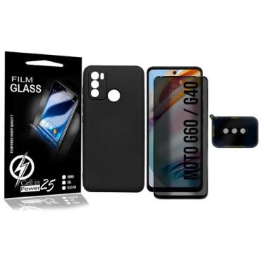 Imagem de Capa VELUDO + Pel Privac.3d + Pel Da Câm. P/ Moto G60 Xt2135-1 6.8 - C