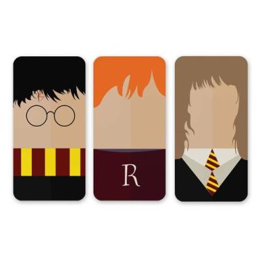 Imagem de Kit 3 Imãs de Metal de Saga Harry Potter Minimalista 3x6cm - M-Planner