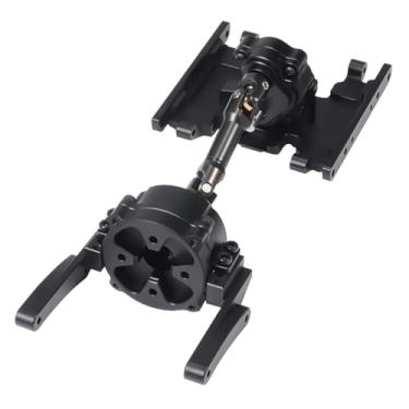 Imagem de Metal Front Planetary Gearbox Transfer Case Transmission Drive Shaft Skid Plate Set for 1/10 RC Rock Crawler SCX10 II 90046 Chassis Metal Prefixal Gearbox Upgrade (Black)
