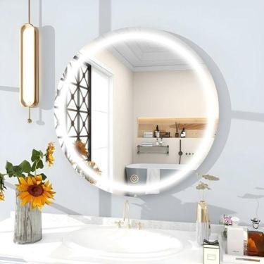 Imagem de Espelho Redondo 80x80 Com Led Touch Moderno Luxo - flash glass, Branco