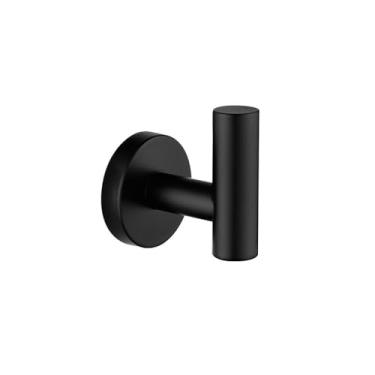 Imagem de Conjunto de barra de toalha dourada escovada - Suporte redondo de papel higiênico de aço inoxidável, ganchos para roupão - Acessórios para banheiro, gancho para pano preto