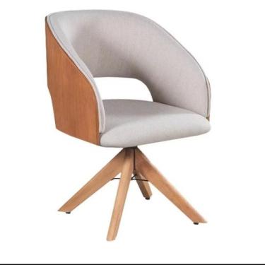 Imagem de Poltrona Decorativa Giratoria Mari Laminada com pés de Madeira Gustavo
