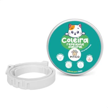 Imagem de Coleira Repelente Natural para Gatos, contra pulgas carrapatos mosquitos, sem química (Branco, Regulável)