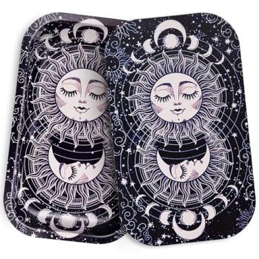 Imagem de Bandeja de metal com tampa magnética macia de PVC, 28 cm x 18 cm - Bandeja decorativa grande de armazenamento para decoração de casa, mesa de centro, chá, lanches, presentes