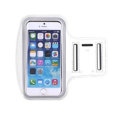 Imagem de Capa de Braço Braçadeira Suporte de Celular Academia Corrida 5.5 Polegadas (Braçadeira Branca)