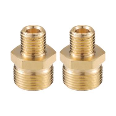Imagem de VekAuto Conector de lavadora de pressão, M14 x 1,5 a 14 mm M22x1,5 adaptador macho conector de mangueira de parafuso de latão universal para lavadora de pressão conexão rápida latão tom cobre