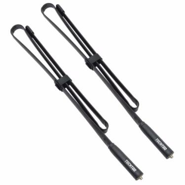 Imagem de TECHTOO Antena de rádio amador tática dobrável CS antena UHF de banda dupla VHF 136-520MHz para antena Baofeng UV-5R UV-82 BF-F8HP BF-888S GT-3 Rádio amador bidirecional Walkie Talkie Kenwood Rádio