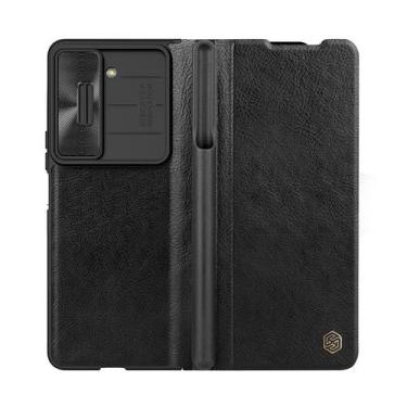 Imagem de Capa Capinha Nillkin Qin Para Galaxy Z Fold 5 5g Case Couro, Preta