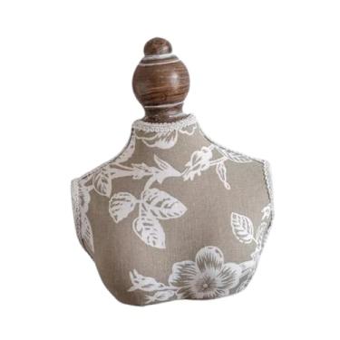 Imagem de Colaxi Expositor de joias busto manequim modelo feminino colar manequim suporte organizador para venda prateleiras cômoda loja casamento, 18x22cm com Flor