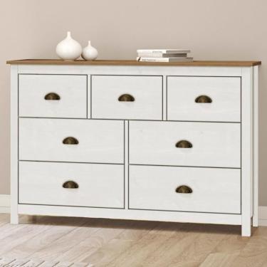 Imagem de Cômoda Para Quarto 125cm 7 Gavetas Lázio Branco/freijó F07 - Mpozenato