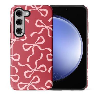 Imagem de ilikediy Capa para Samsung Galaxy S23 Plus, HL2 Aesthetic Red Bow Hybrid 2 Layer Hard Shell Silicone Protective Pattern Design Case