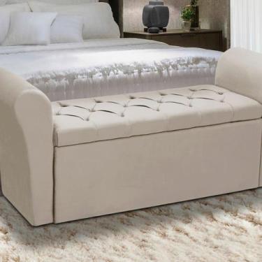 Imagem de Baú Recamier Para Cama Box Quarto Madeira Estofado Queen - D'Julia, Be