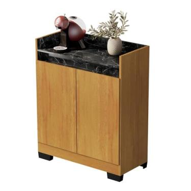 Imagem de Aparador Buffet Sala Lorde Marmorizado 2 Portas Mel/marmore Preto