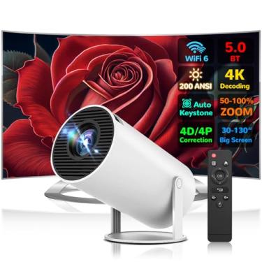 Imagem de Mini projetor HY300Pro 4K, projetor portátil inteligente 1080p, WiFi 6 5G, sem fio, correção de Keystone 200 ANSI 8000 lúmens BT 5.0, ajuste de tela de 130 polegadas, flip de 270 graus, Android 11.0