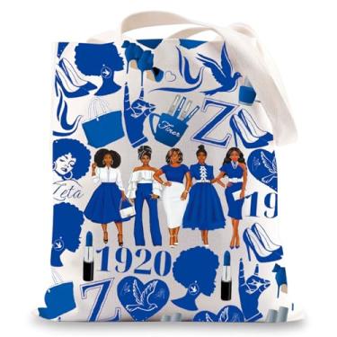 Imagem de BWWKTOP Bolsa tiracolo ZPB Sorority ZPB Sorority Gift Zeta Sorority Bolsa de ombro azul e branca Zeta Merch, 1920-tg