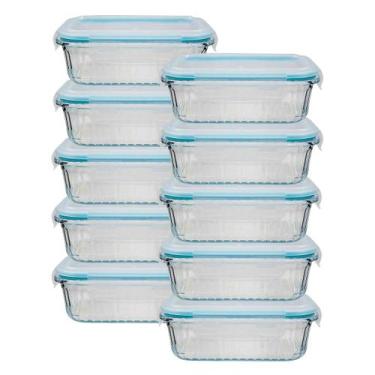 Imagem de Pote Ondulado Retangular Lancheira Resistente 1520ml 10un - Belo Vidro