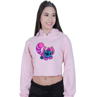 Imagem de Cropped Moletom Feminino Lilo Stitch Raposa - Lafre, Rosa claro, GG