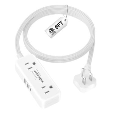 Imagem de Cabo de extensão waksmart 6 pés - 4 tomadas AC 3 portas USB 5V/3.4A