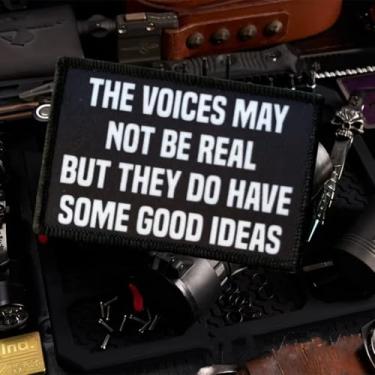 Imagem de Patch The Voices in My Head, adesivos engraçados de meme, patch tático de moral militar com gancho de fixação, acessórios para mochilas, coletes, jaquetas, jeans, chapéus
