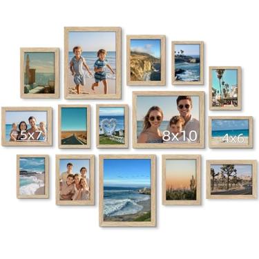 Imagem de BESCRCL Pacote com 15 porta-retratos para decoração de parede de vidro real de vários tamanhos para montagem ou exibição de mesa, conjunto de moldura de galeria para sala de estar, 3 peças 20 x 25 cm