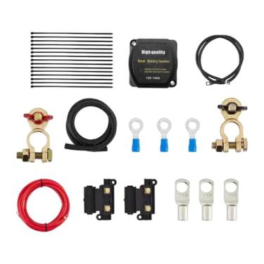 Imagem de Mqetly Kit de isolador automático de bateria dupla, kits de relé de carga dividida, relé de detecção de tensão para veículos, UTV, oficina, caminhões, Cabos Vermelhos de 4m