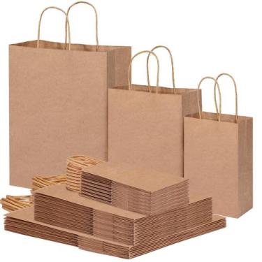 Imagem de Sacos de presente OUTXED Kraft Paper Brown com alças 75 unidades - OUT