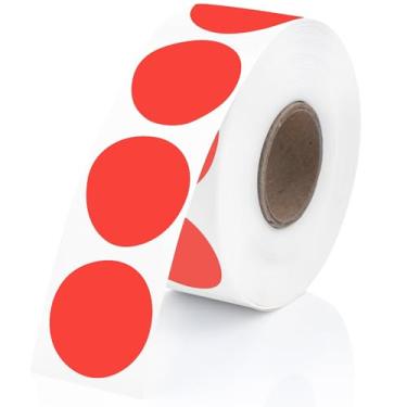 Imagem de Perco Etiquetas adesivas térmicas vermelhas de círculo redondo de 2,5 cm - 735 etiquetas por rolo, compatível com impressora térmica direta, adesivo permanente, cores vibrantes, fixação forte