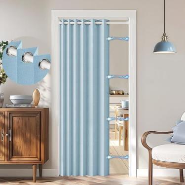 Imagem de Cortina HMYI 100% Blackout Magnetic W45xL80cm azul de linho sintético