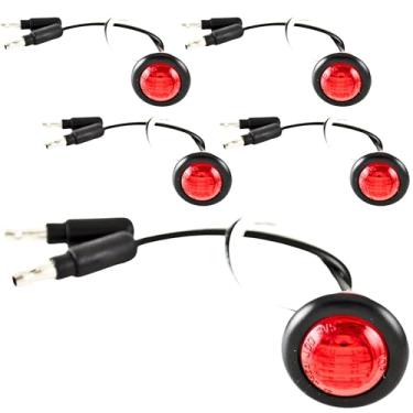 Imagem de All Star Truck Parts 3/10.2 cm vermelho 3 luzes de LED marcador lateral com plugue preto anel selado mini redondo 3/10.2 cm luzes de grelha caminhão reboque carro ônibus pickup van caravana barco 12 V