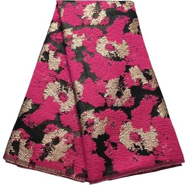 Imagem de KAJURUI Tecido de renda africana 5 metros, tecido de cetim jacquard estampado tie-dye nigeriano para vestido de casamento, traje de festa, costura diária (41886)