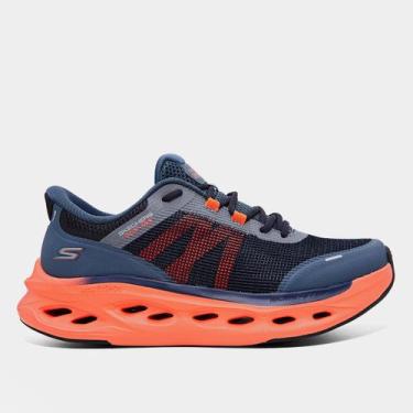 Imagem de Tênis Skechers Max Cushioning Glide-Step - A Masculino, Azul, Laranja,