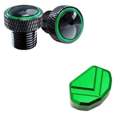 Imagem de BYYINGSUS Tampas de parafusos de plugue de furo de espelhos de motocicleta Tampa de furo de seta compatível com Z900 Z750 Z650 Z800 Z1000 SX Z400 (1 conjunto verde)
