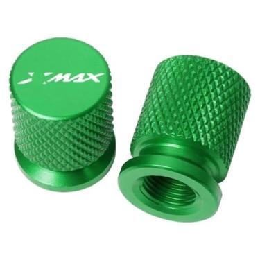 Imagem de Tampas de tampa de haste de válvula de pneu de alumínio CNC para motocicleta compatíveis com Y&AMAHA Xmax 300 250 400 125 Xmax300 Xmax250 XMAX400 Xmax125(verde)