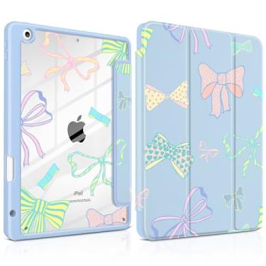 Imagem de MEEgoodo Capa para iPad de 10,2 polegadas, capas de tablet para iPad 9ª geração 2021/8ª geração 2020/7ª geração 2019 com revestimento traseiro de acrílico transparente + suporte para lápis + despertar