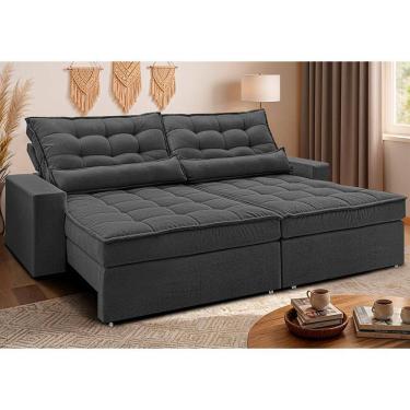Imagem de Sofá Retrátil e Reclinável 2,52m Molas Ensacadas Belle. Boucle Cama inBox