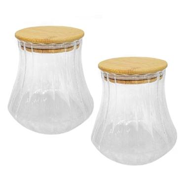 Imagem de Kit 2 Pote de Vidro Hermético com Tampa de Bambu Ecológico 700ml