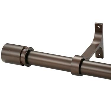Imagem de Varões de cortina para janelas de 71 a 122 cm - acabamentos e suportes de alumínio - hastes decorativas de 2,5 cm - varão de cortina resistente ajustável - montado na parede e no teto - ouro bronze