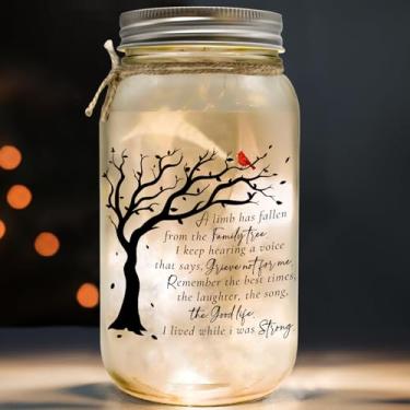 Imagem de Memorial Gifts Pote de pedreiro grande claro, cardeal vermelho - presentes de memória para pessoas amadas perdidas, um membro caiu da nossa árvore genealógica, perda de simpatia da mãe, pai/membro da