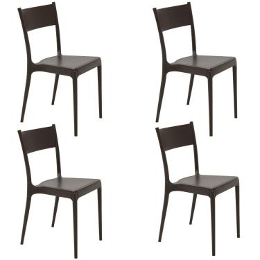 Imagem de Conjunto com 4 Cadeiras Tramontina em Polipropileno Eco Diana Marrom 92030419