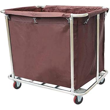 Imagem de Prateleira de carros móveis sacos removíveis com cesto para roupa carro para lavandaria carro com estrutura de aço recipiente para roupa com rodas para casa de banho hotéis salão de beleza / azul