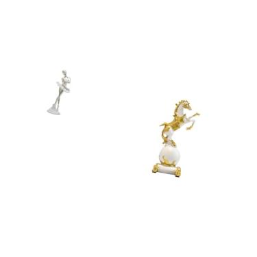 Imagem de Fenteer Estatueta Elegante de Dançarina E Cavalo, Escultura de Arte Moderna, Ornamento Criativo de Mesa para Quarto, Lareira, Escritório, Entrada, Peça Centra