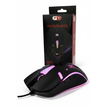 Imagem de Mouse Gamer com Fio USB S1 FY, Iluminação RGB e Design Ergonômico, Preto
