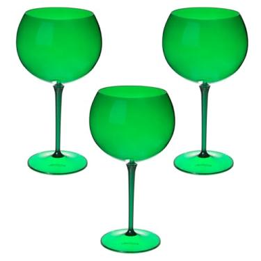 Imagem de Taça De Gin 600ml Kit 3un Acrílico Alto Padrão Premium (VERDE)