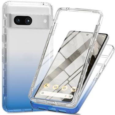 Imagem de Capa transparente de proteção total de 360° com protetor de tela integrado para Google Pixel 8A, capa fina de TPU e PC, bordas elevadas, aderência antiderrapante, design de camada dupla à prova de